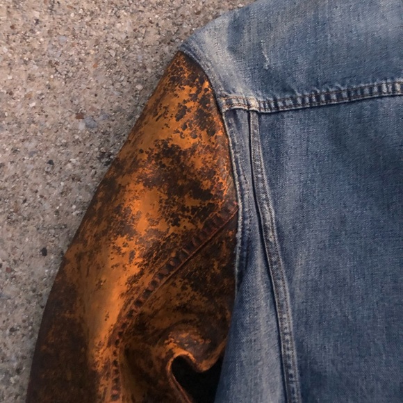 RL DENIM & SUPPLY Waxed Sleeve Denim Jacket (SZ L) - Picture 6 of 8